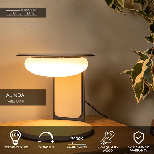 Lucide ALINDA - Table lamp - Ø 20 cm - LED Dim. - 1x9W 3000K - Taupe | Essential - USP